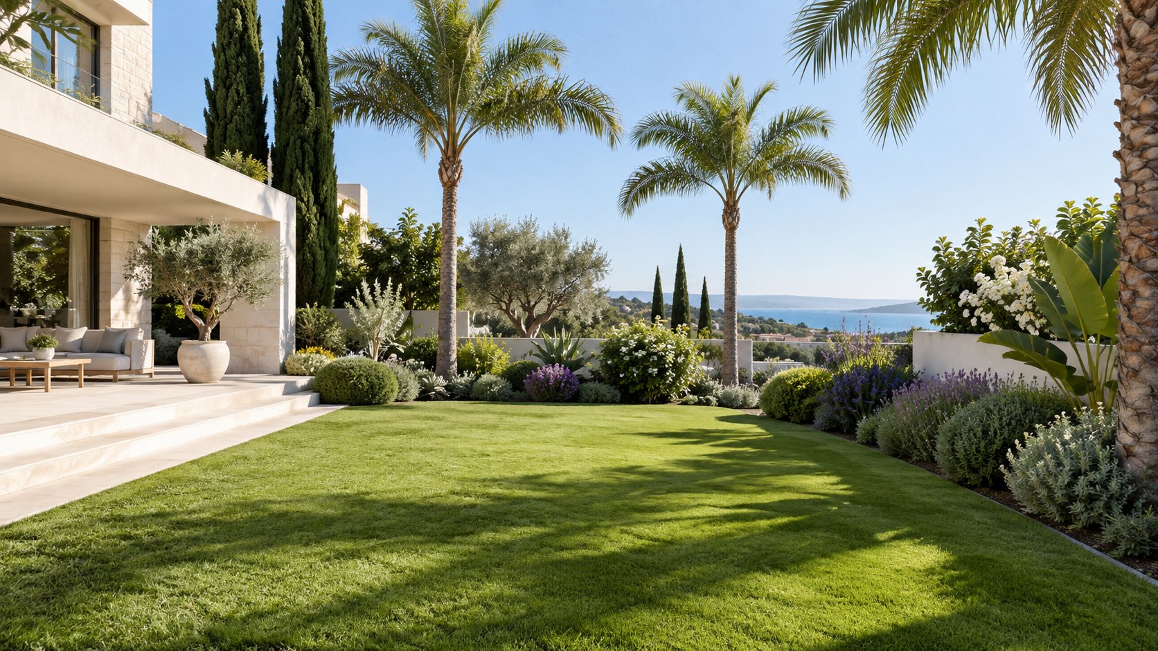 Illustrative image: Lawn and palms
